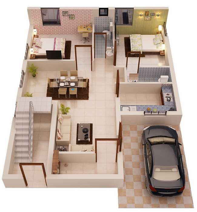 2 BHK House Design Plan