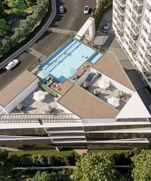 Swimming pool in a premium in a gated community apartment in Hyderabad