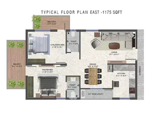 2 Bhk flats for sale in Bachupally, Hyderabad with Modern layout with efficient space utilization