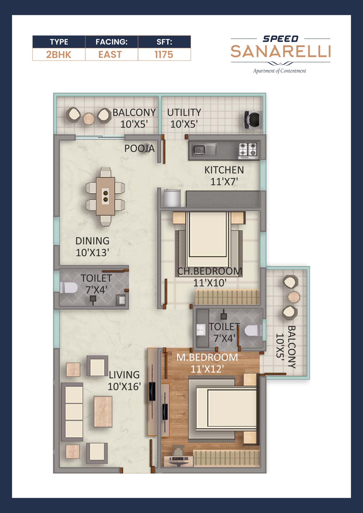 2BHK East 1175
